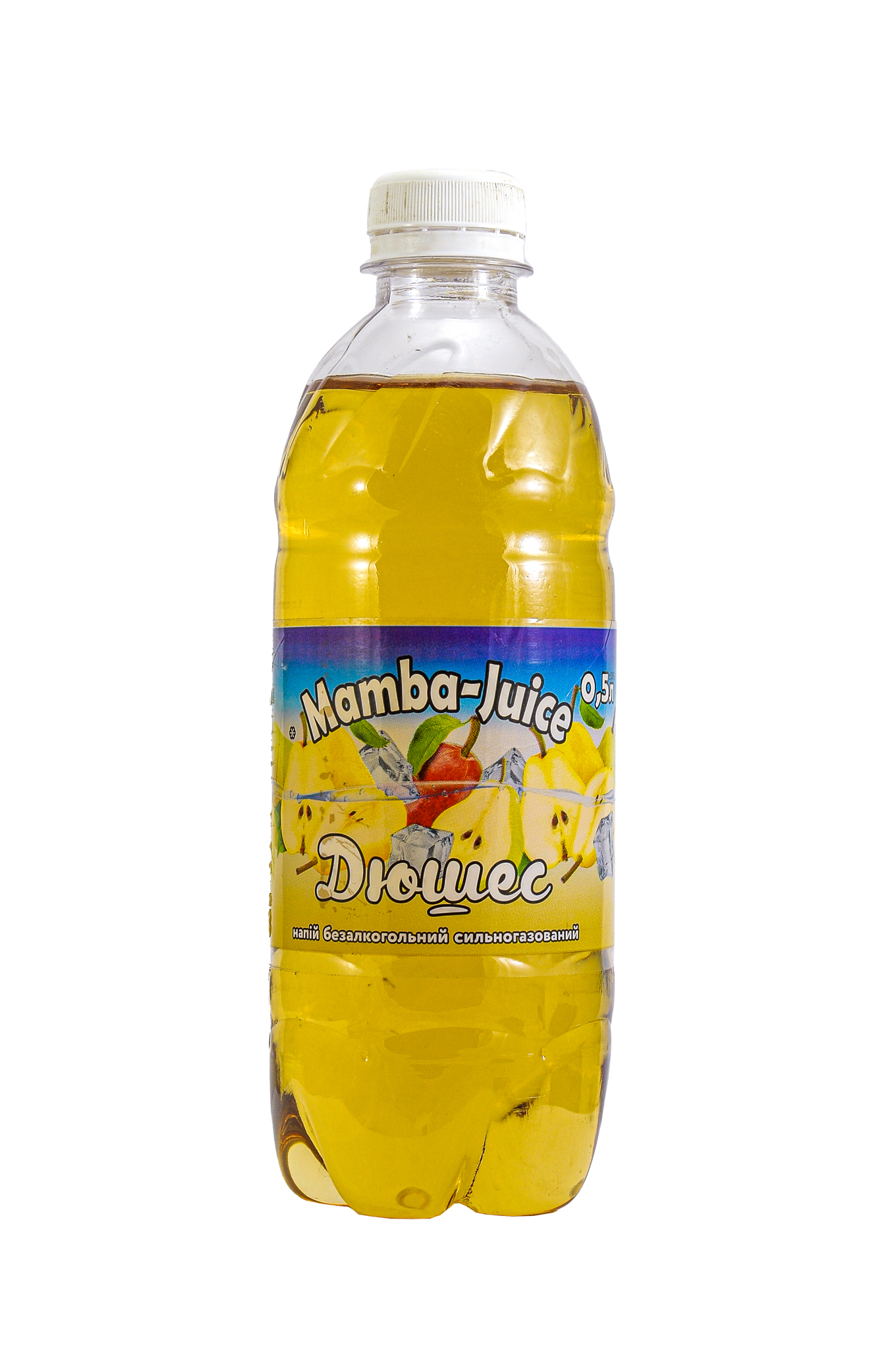 Напій безалкогольний на ароматизаторах сильногазований низькокалорійний з підсолоджувачами MAMBA-JUICE "ДЮШЕС" 0,5 л.